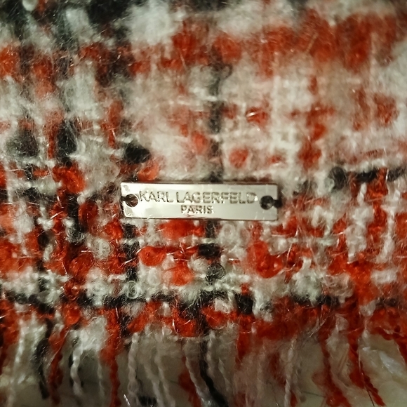 Karl Lagerfeld Paris' Scarf Blanket Woven Textured Tweed with Fringe in … - Picture 9 of 16